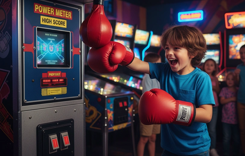 Niño jugando máquina de box